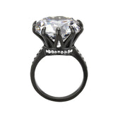 TK3793 - IP Black (Ion Plating) Stainless Steel Ring with AAA Grade CZ in Clear - Alamode