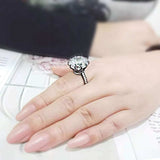 TK3793 - IP Black (Ion Plating) Stainless Steel Ring with AAA Grade CZ in Clear - Alamode - Flyclothing LLC