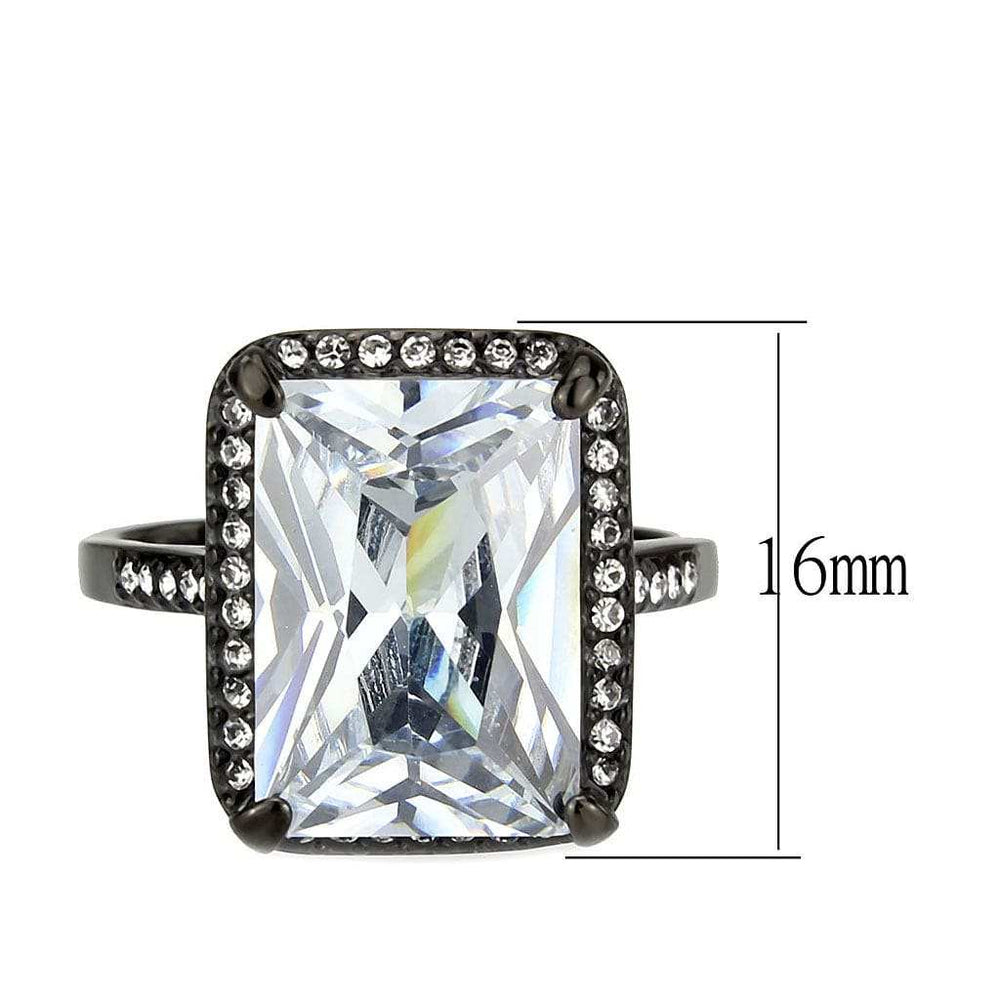 TK3794 - IP Black (Ion Plating) Stainless Steel Ring with AAA Grade CZ in Clear - Alamode - Flyclothing LLC