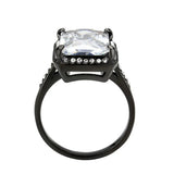 TK3794 - IP Black (Ion Plating) Stainless Steel Ring with AAA Grade CZ in Clear - Alamode - Flyclothing LLC