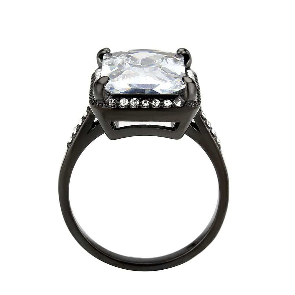 TK3794 - IP Black (Ion Plating) Stainless Steel Ring with AAA Grade CZ in Clear - Alamode - Flyclothing LLC