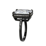 TK3794 - IP Black (Ion Plating) Stainless Steel Ring with AAA Grade CZ in Clear - Alamode