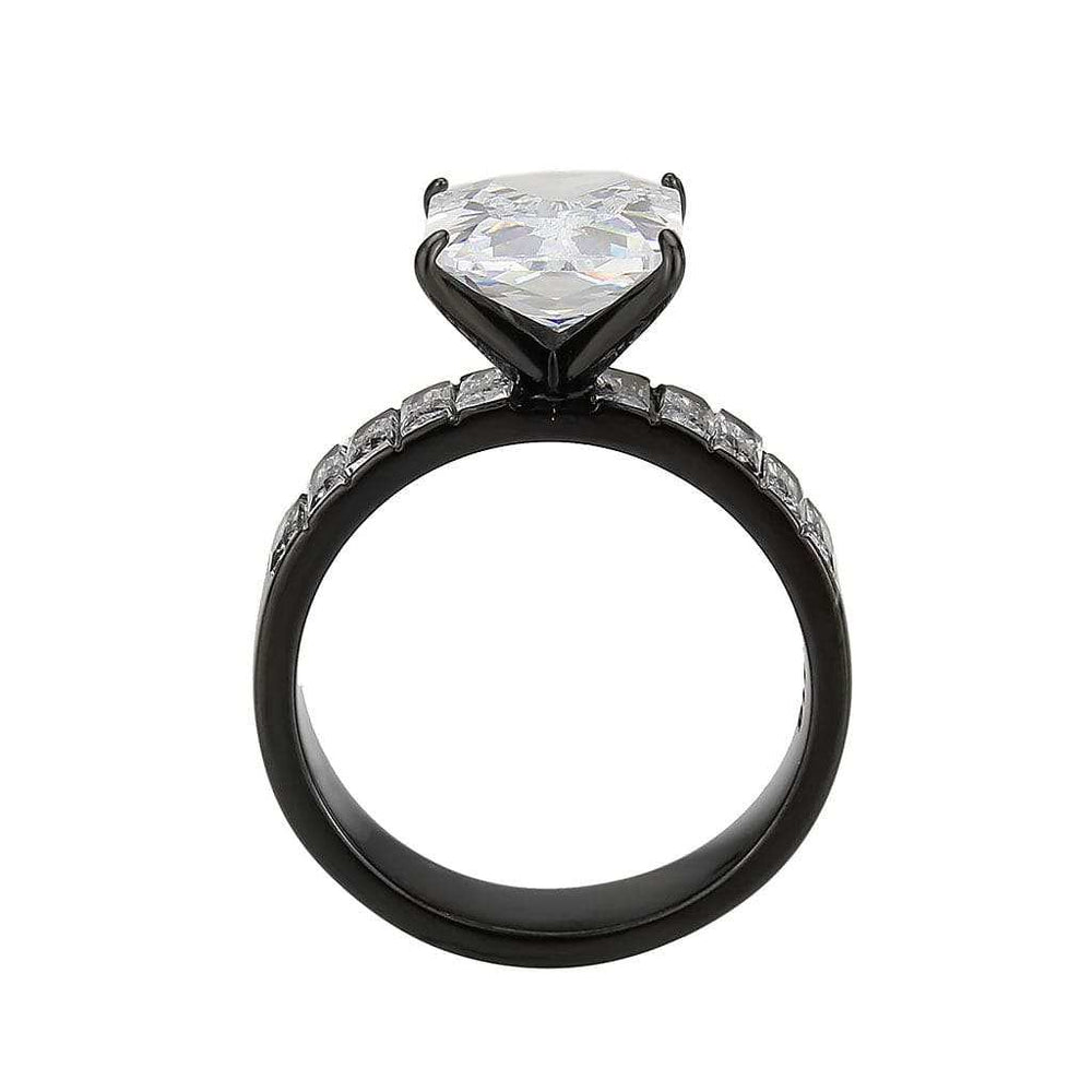 TK3795 - IP Black (Ion Plating) Stainless Steel Ring with AAA Grade CZ in Clear - Alamode - Flyclothing LLC
