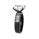 TK3795 - IP Black (Ion Plating) Stainless Steel Ring with AAA Grade CZ in Clear - Alamode - Flyclothing LLC