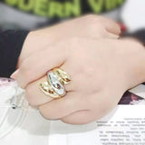 TK3796 - Two Tone IP Gold (Ion Plating) Stainless Steel Ring with NoStone in No Stone - Alamode - Flyclothing LLC