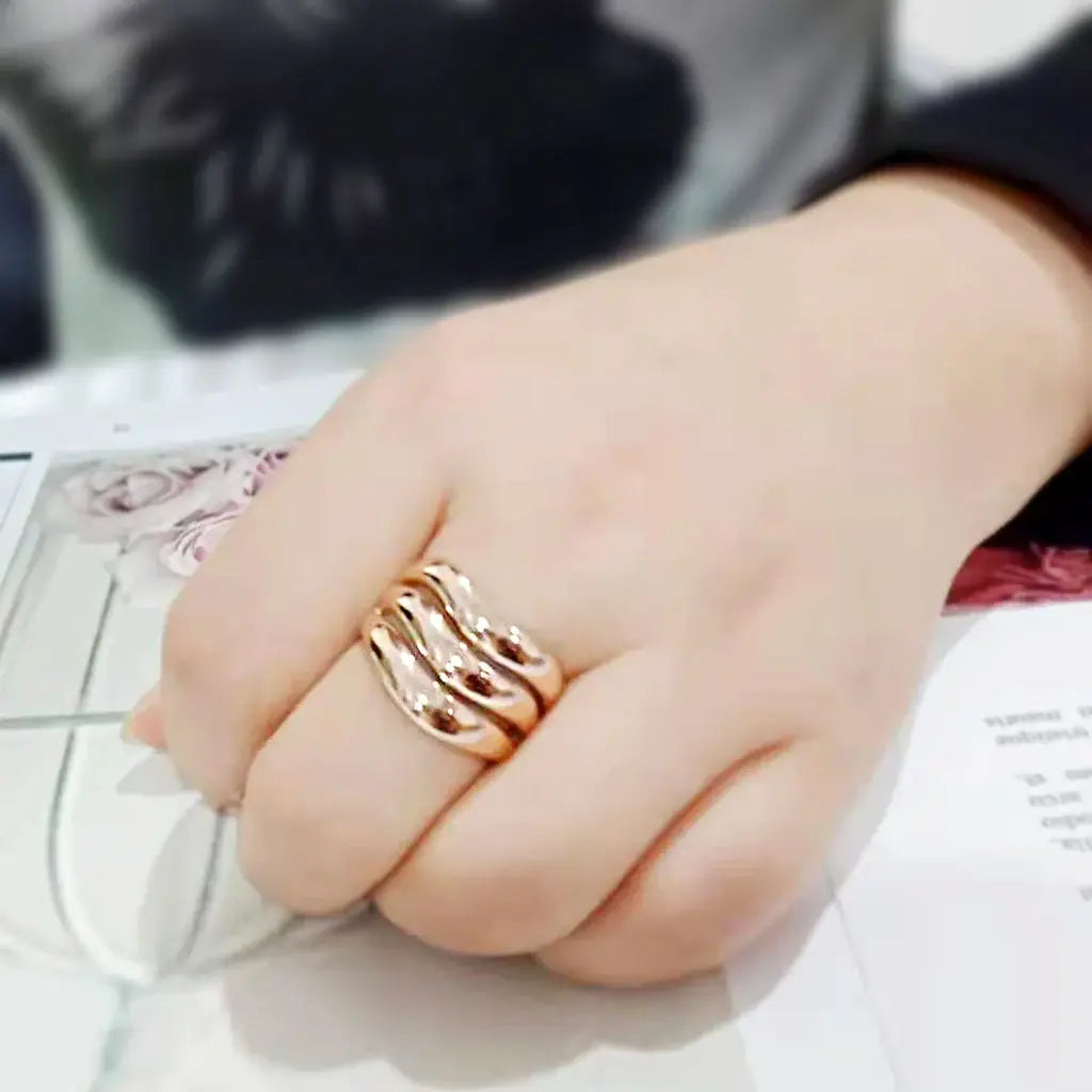 TK3799 - IP Rose Gold(Ion Plating) Stainless Steel Ring with NoStone in No Stone - Alamode - Flyclothing LLC