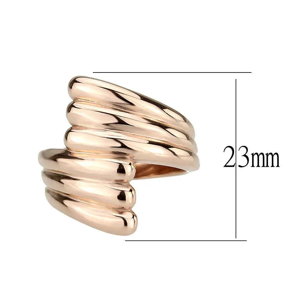 TK3800 - IP Rose Gold(Ion Plating) Stainless Steel Ring with NoStone in No Stone - Alamode - Flyclothing LLC