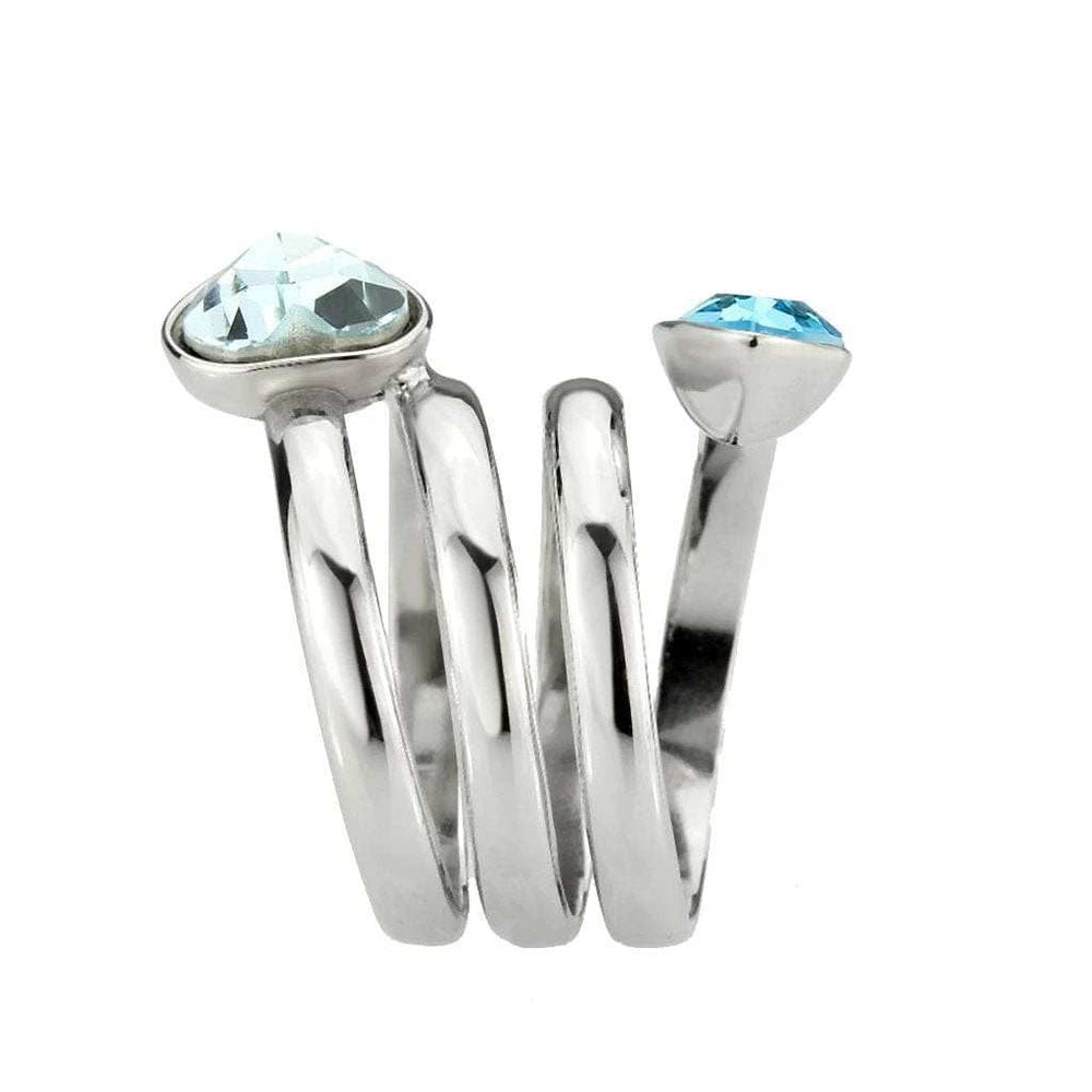 TK3806 - High polished (no plating) Stainless Steel Ring with Top Grade Crystal in SeaBlue - Alamode - Flyclothing LLC