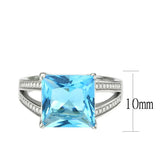 TK3807 - High polished (no plating) Stainless Steel Ring with Synthetic in SeaBlue - Alamode - Flyclothing LLC