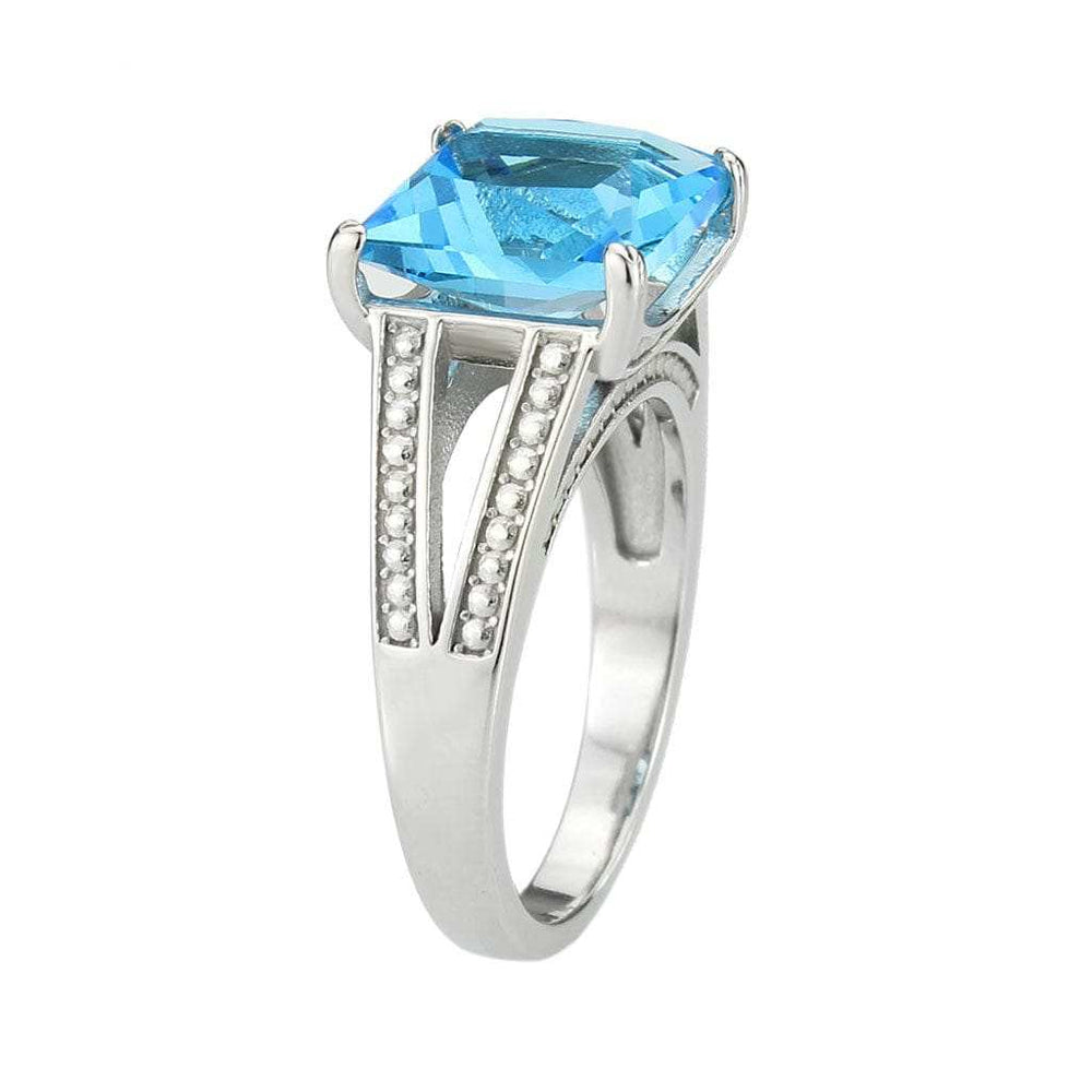 TK3807 - High polished (no plating) Stainless Steel Ring with Synthetic in SeaBlue - Alamode - Flyclothing LLC