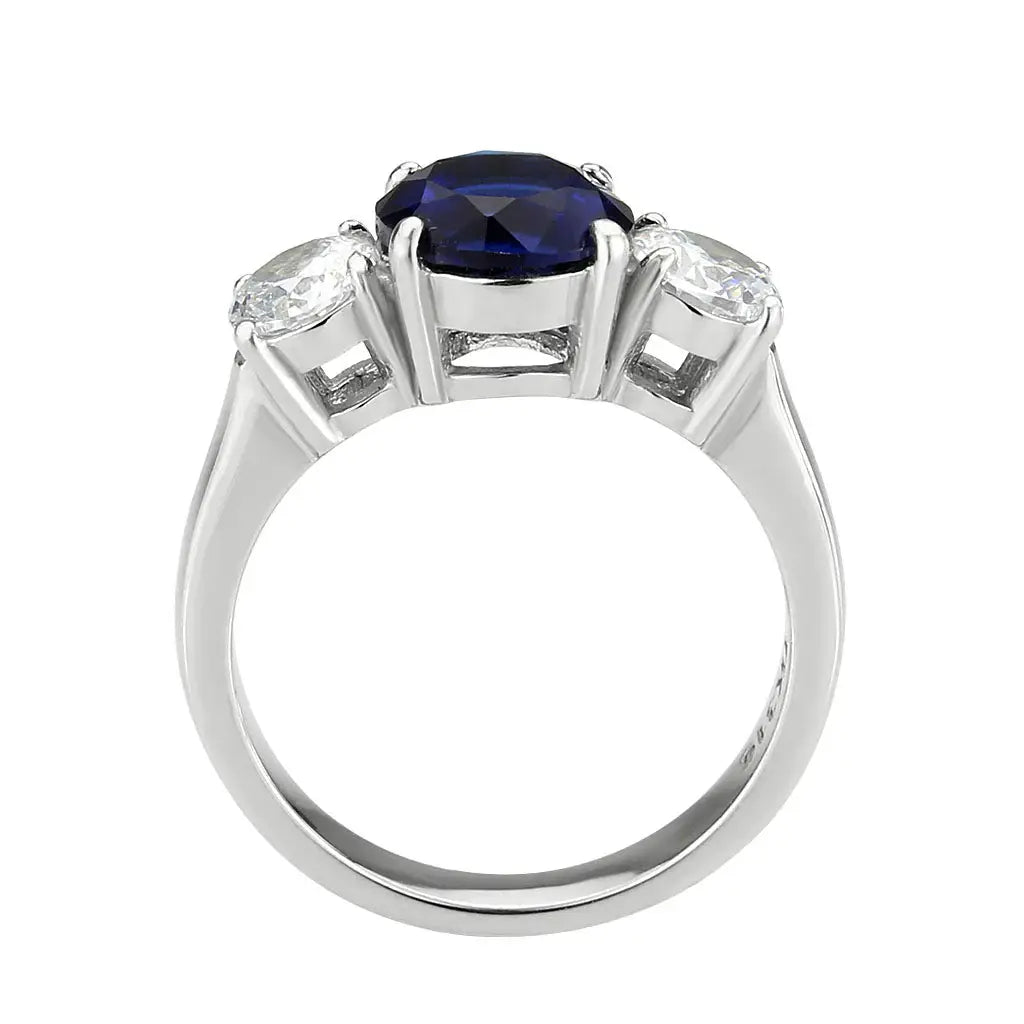 TK3808 - High polished (no plating) Stainless Steel Ring with Synthetic in Montana - Alamode - Flyclothing LLC