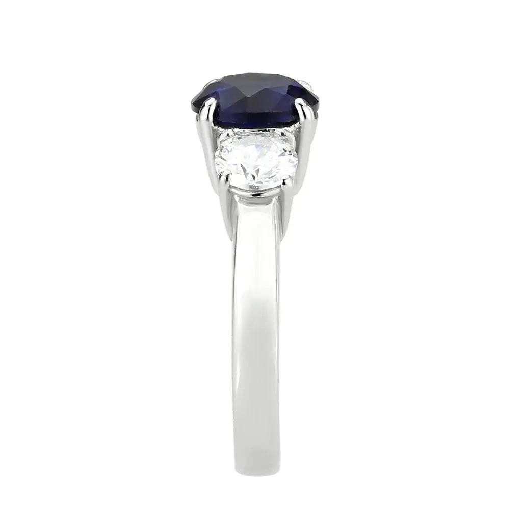 TK3808 - High polished (no plating) Stainless Steel Ring with Synthetic in Montana - Alamode - Flyclothing LLC