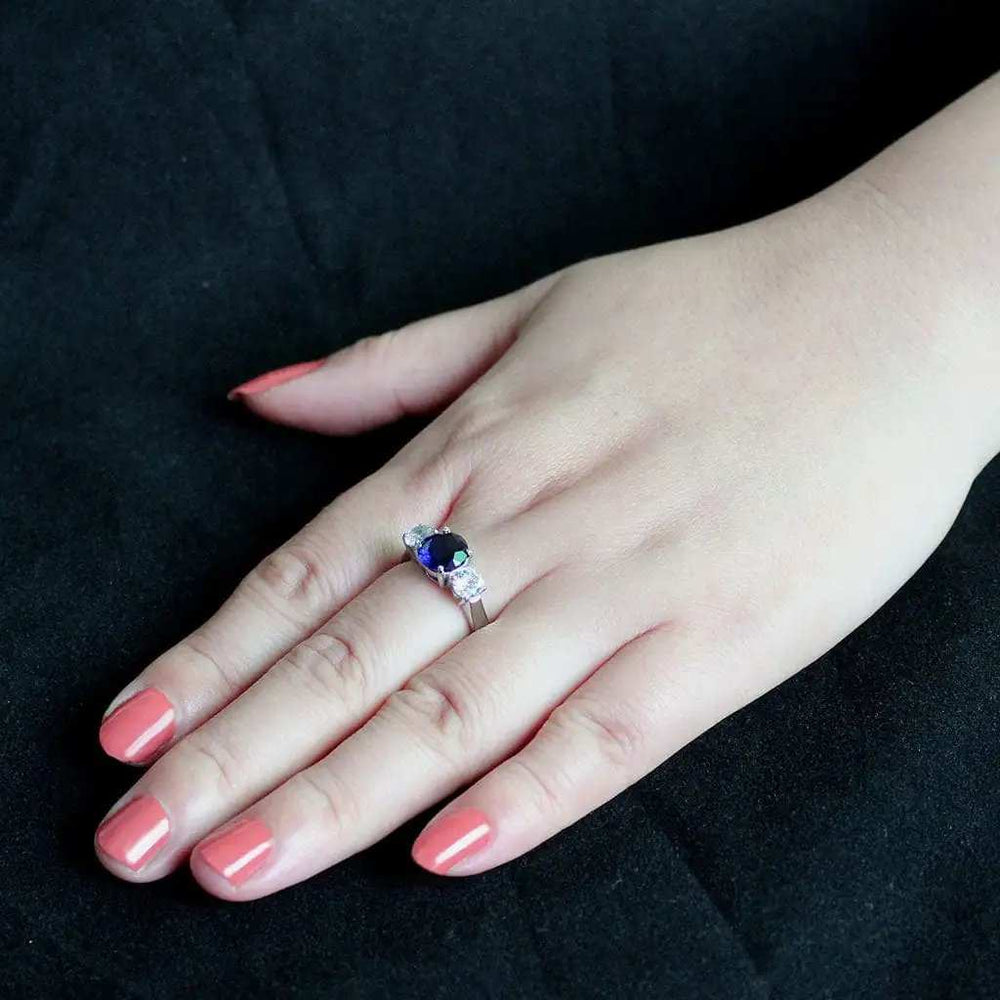 TK3808 - High polished (no plating) Stainless Steel Ring with Synthetic in Montana - Alamode - Flyclothing LLC