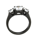 TK3809 - IP Black (Ion Plating) Stainless Steel Ring with AAA Grade CZ in Clear - Alamode
