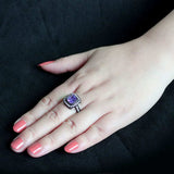 TK3811 - IP Black (Ion Plating) Stainless Steel Ring with AAA Grade CZ in Amethyst - Alamode - Flyclothing LLC