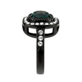 TK3812 - IP Black (Ion Plating) Stainless Steel Ring with Synthetic in Blue Zircon - Alamode - Flyclothing LLC