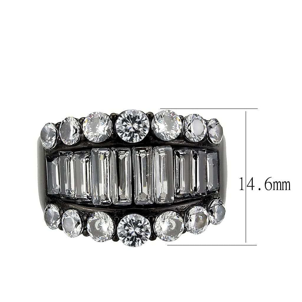 TK3813 - IP Black (Ion Plating) Stainless Steel Ring with AAA Grade CZ in Clear - Alamode - Flyclothing LLC