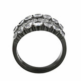 TK3813 - IP Black (Ion Plating) Stainless Steel Ring with AAA Grade CZ in Clear - Alamode