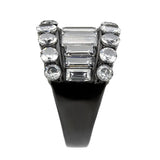 TK3813 - IP Black (Ion Plating) Stainless Steel Ring with AAA Grade CZ in Clear - Alamode