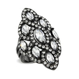 TK3816 - IP Black (Ion Plating) Stainless Steel Ring with AAA Grade CZ in Clear - Alamode - Flyclothing LLC