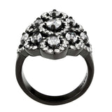 TK3816 - IP Black (Ion Plating) Stainless Steel Ring with AAA Grade CZ in Clear - Alamode