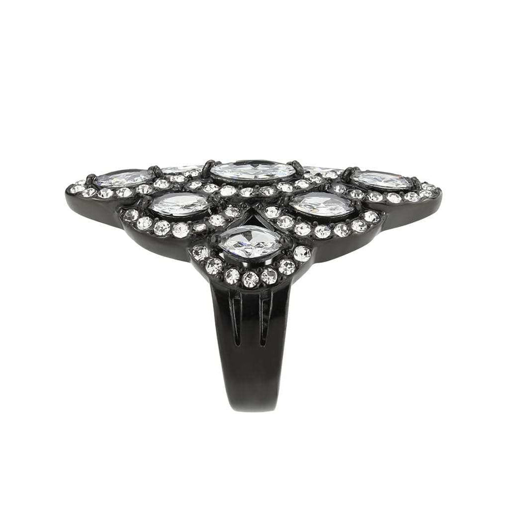 TK3816 - IP Black (Ion Plating) Stainless Steel Ring with AAA Grade CZ in Clear - Alamode - Flyclothing LLC