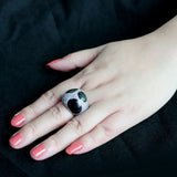 TK3818 - Two Tone IP Black (Ion Plating) Stainless Steel Ring with AAA Grade CZ in Clear - Alamode - Flyclothing LLC