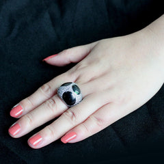 TK3818 - Two Tone IP Black (Ion Plating) Stainless Steel Ring with AAA Grade CZ in Clear