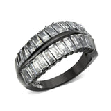 TK3819 - IP Black (Ion Plating) Stainless Steel Ring with AAA Grade CZ in Clear - Alamode - Flyclothing LLC