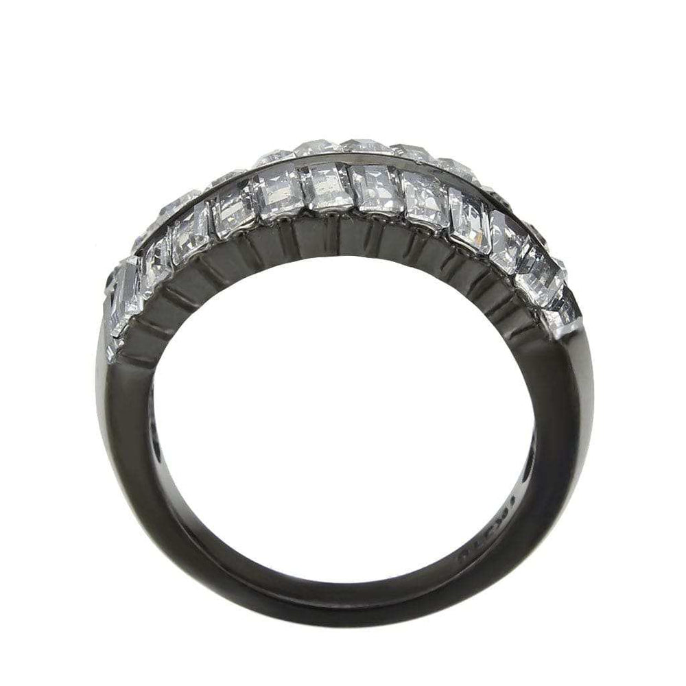 TK3819 - IP Black (Ion Plating) Stainless Steel Ring with AAA Grade CZ in Clear - Alamode - Flyclothing LLC