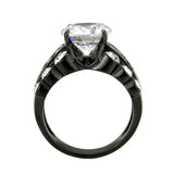TK3820 - IP Black (Ion Plating) Stainless Steel Ring with AAA Grade CZ in Clear - Alamode - Flyclothing LLC
