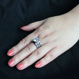 TK3820 - IP Black (Ion Plating) Stainless Steel Ring with AAA Grade CZ in Clear - Alamode - Flyclothing LLC