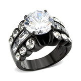 TK3820 - IP Black (Ion Plating) Stainless Steel Ring with AAA Grade CZ in Clear - Alamode