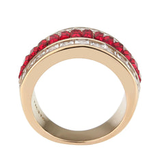 TK3823 - IP Rose Gold(Ion Plating) Stainless Steel Ring with Top Grade Crystal in Red Series