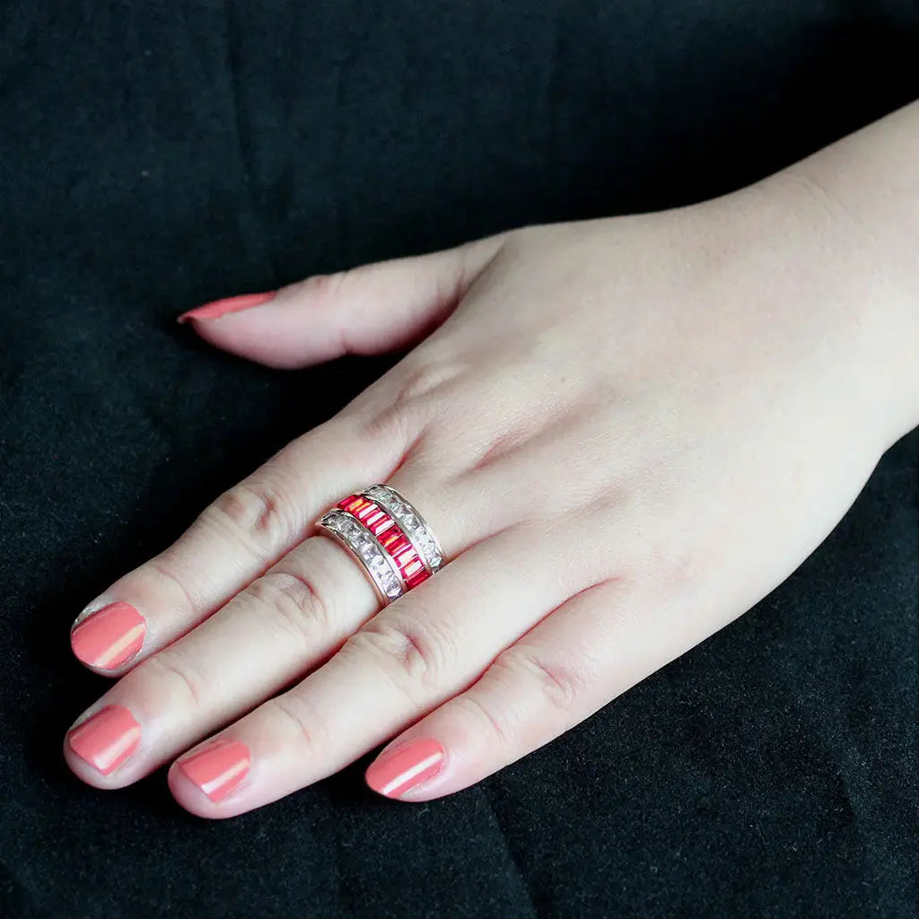 TK3823 - IP Rose Gold(Ion Plating) Stainless Steel Ring with Top Grade Crystal in Red Series - Alamode - Flyclothing LLC