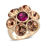 TK3824 - IP Rose Gold(Ion Plating) Stainless Steel Ring with Top Grade Crystal in MultiColor - Alamode - Flyclothing LLC