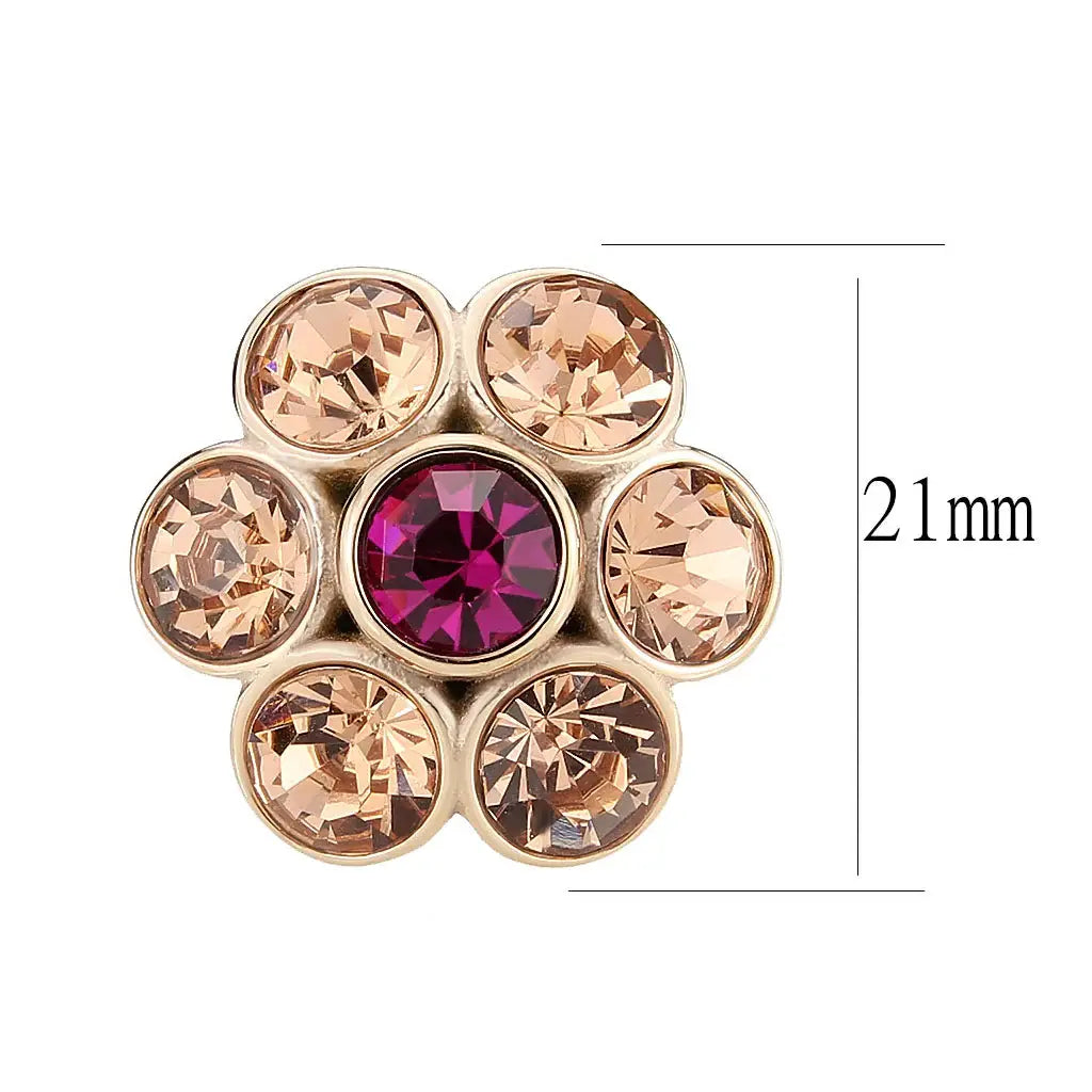 TK3824 - IP Rose Gold(Ion Plating) Stainless Steel Ring with Top Grade Crystal in MultiColor - Alamode - Flyclothing LLC