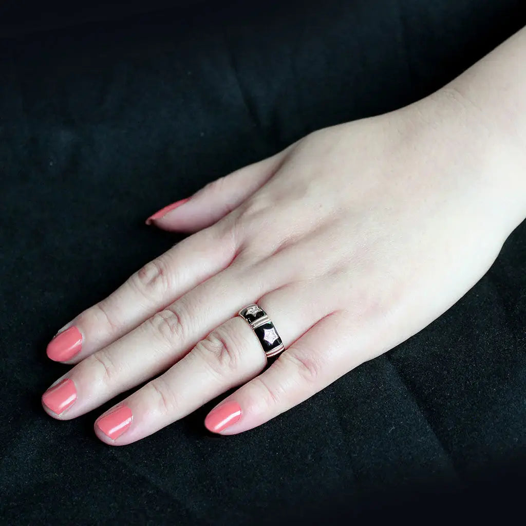TK3826 - IP Rose Gold(Ion Plating) Stainless Steel Ring with Top Grade Crystal in Clear - Alamode - Flyclothing LLC