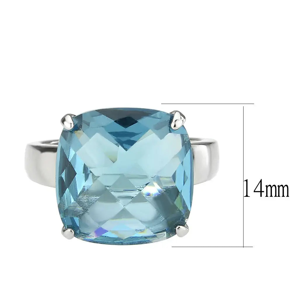 Alamode High polished (no plating) Stainless Steel Ring with Synthetic in SeaBlue - Alamode - Flyclothing LLC