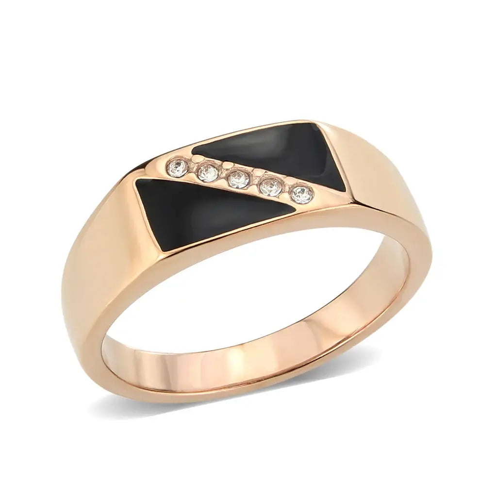 TK3831 - IP Rose Gold(Ion Plating) Stainless Steel Ring with Top Grade Crystal in Clear - Alamode - Flyclothing LLC