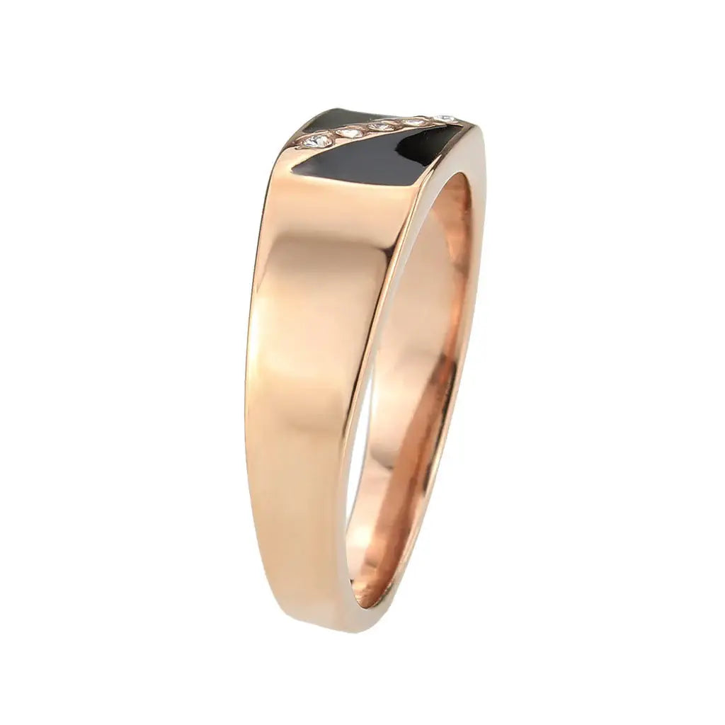 TK3831 - IP Rose Gold(Ion Plating) Stainless Steel Ring with Top Grade Crystal in Clear - Alamode - Flyclothing LLC