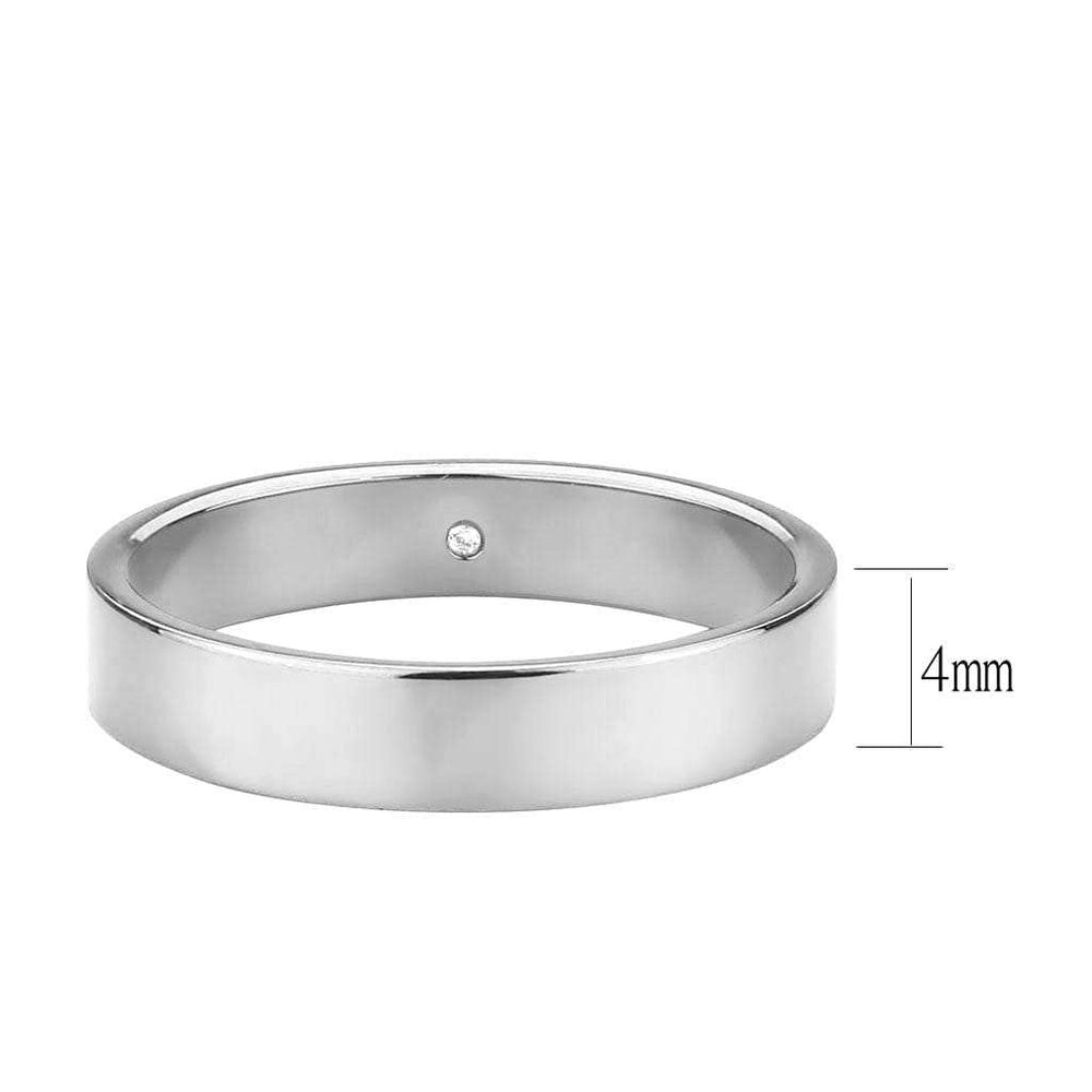 TK3832N- High Polished( No Plated) Stainless Steel Ring with Top Grade Crystal in Clear - Alamode - Flyclothing LLC