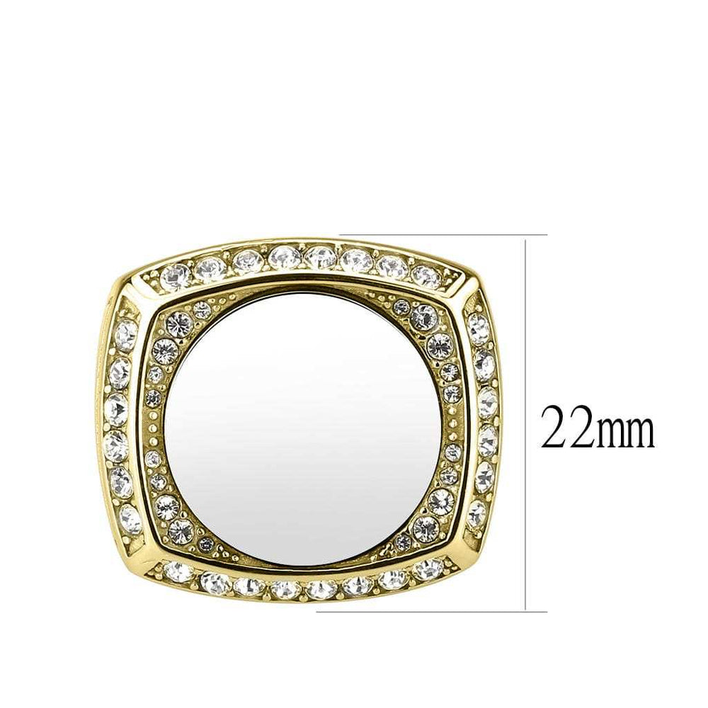 TK3835G - Two Tone IP Gold (Ion Plating) Stainless Steel Ring with Top Grade Crystal in Clear - Alamode - Flyclothing LLC