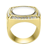 TK3835G - Two Tone IP Gold (Ion Plating) Stainless Steel Ring with Top Grade Crystal in Clear - Alamode