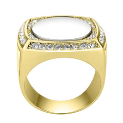 TK3835G - Two Tone IP Gold (Ion Plating) Stainless Steel Ring with Top Grade Crystal in Clear