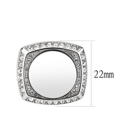 TK3835 - High polished (no plating) Stainless Steel Ring with Top Grade Crystal in Clear