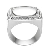 TK3835 - High polished (no plating) Stainless Steel Ring with Top Grade Crystal in Clear