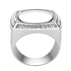 TK3835 - High polished (no plating) Stainless Steel Ring with Top Grade Crystal in Clear