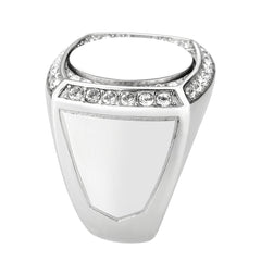 TK3835 - High polished (no plating) Stainless Steel Ring with Top Grade Crystal in Clear