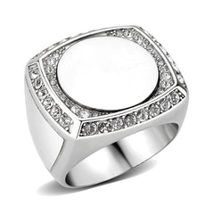 TK3835 - High polished (no plating) Stainless Steel Ring with Top Grade Crystal in Clear